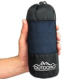 Outdoro Hüttenschlafsack, Ultra-Leichter Reise-Schlafsack - nur 350 g aus Reiner Baumwolle mit Kissen-Fach - dünn & klein